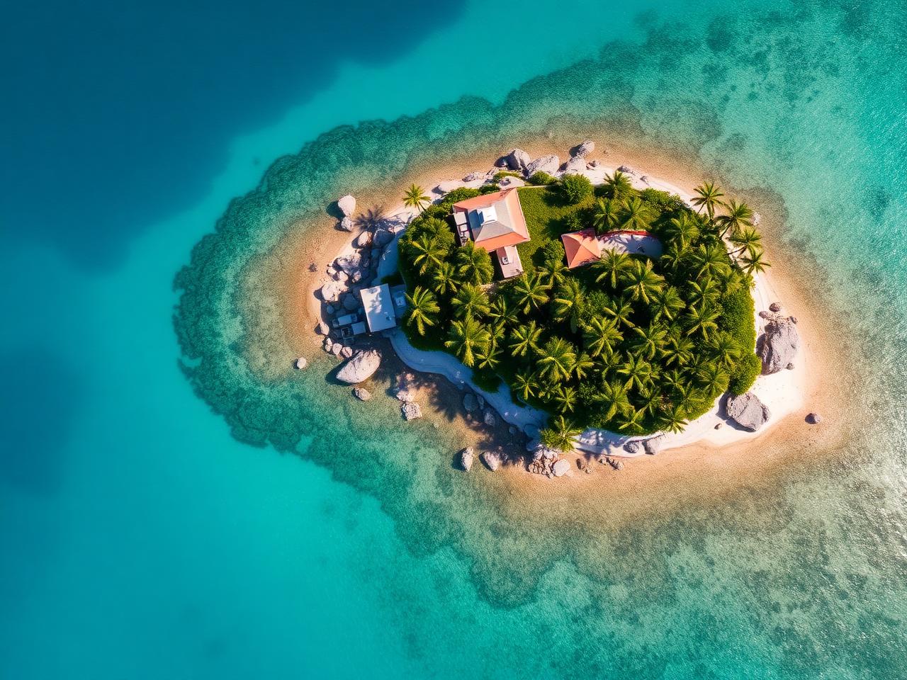 Caribbean private island for sale ringed by coral reef and clear water