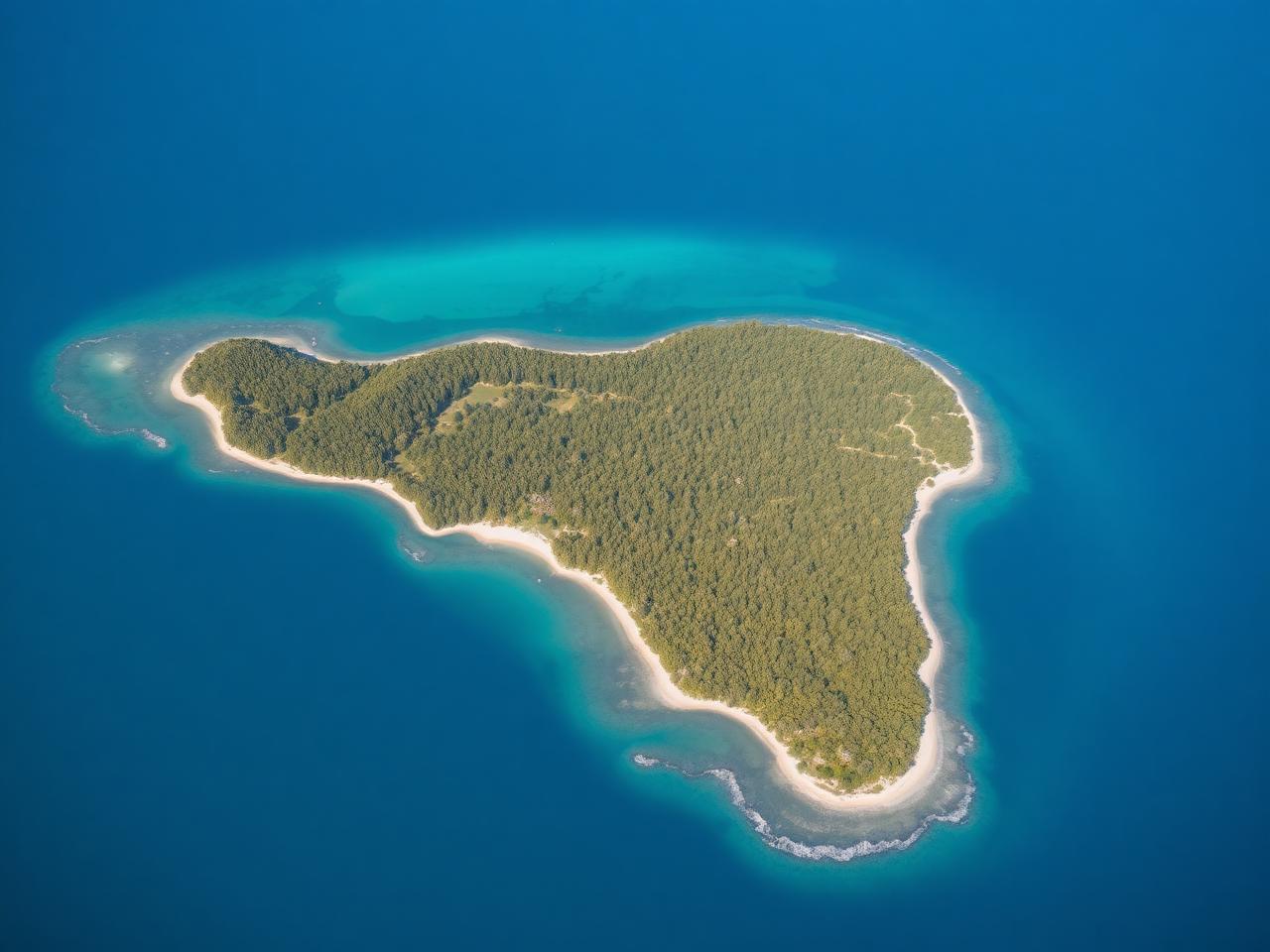 Large acreage private island for sale with a long forested shoreline