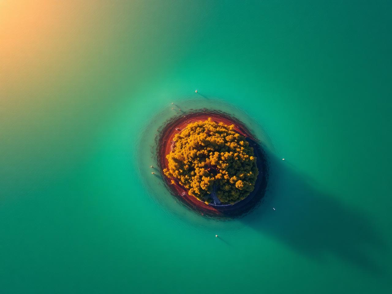 Small private island for sale in Florida surrounded by shallow green water
