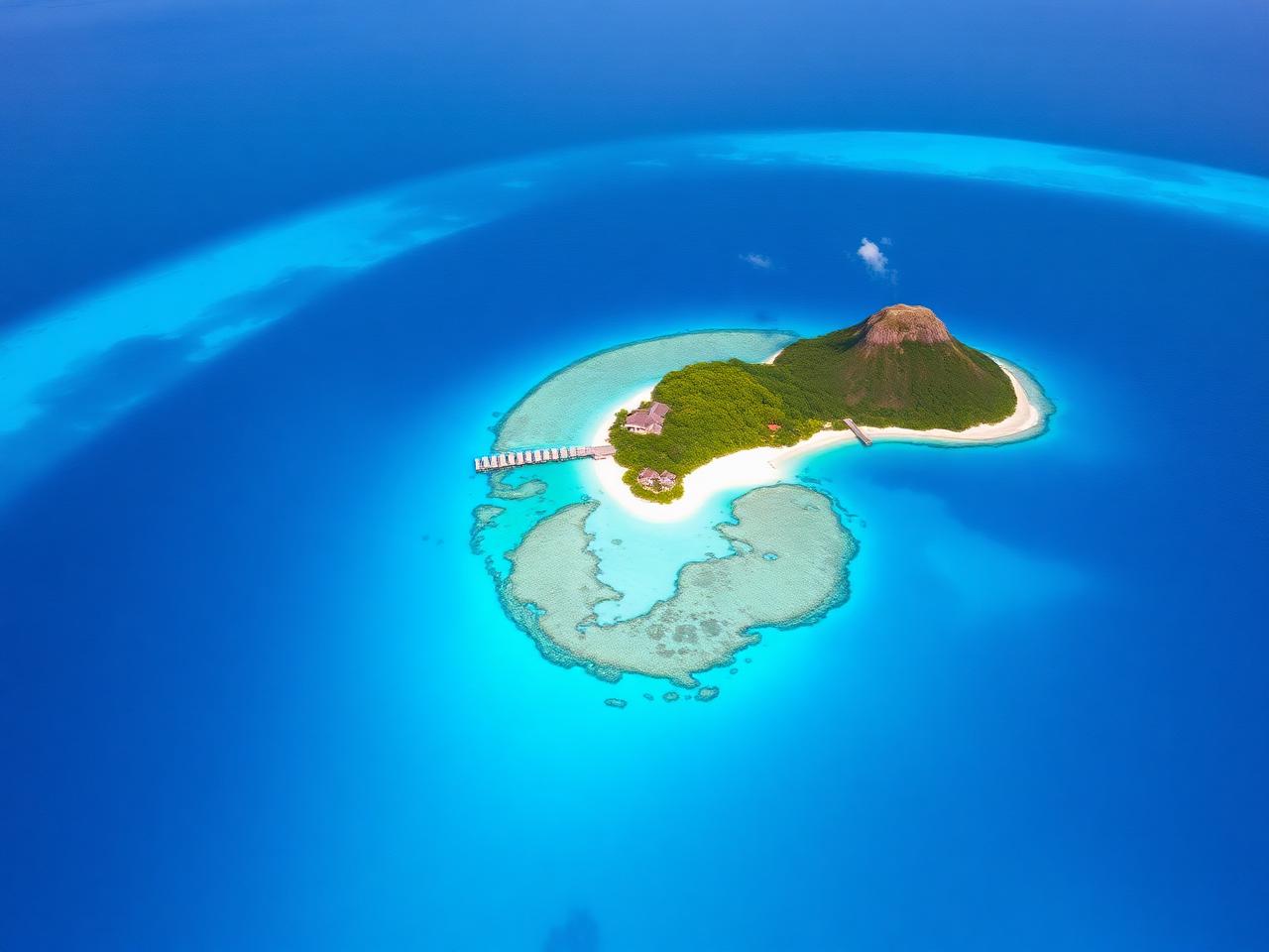 Private island motu for sale in French Polynesia with a deep blue lagoon