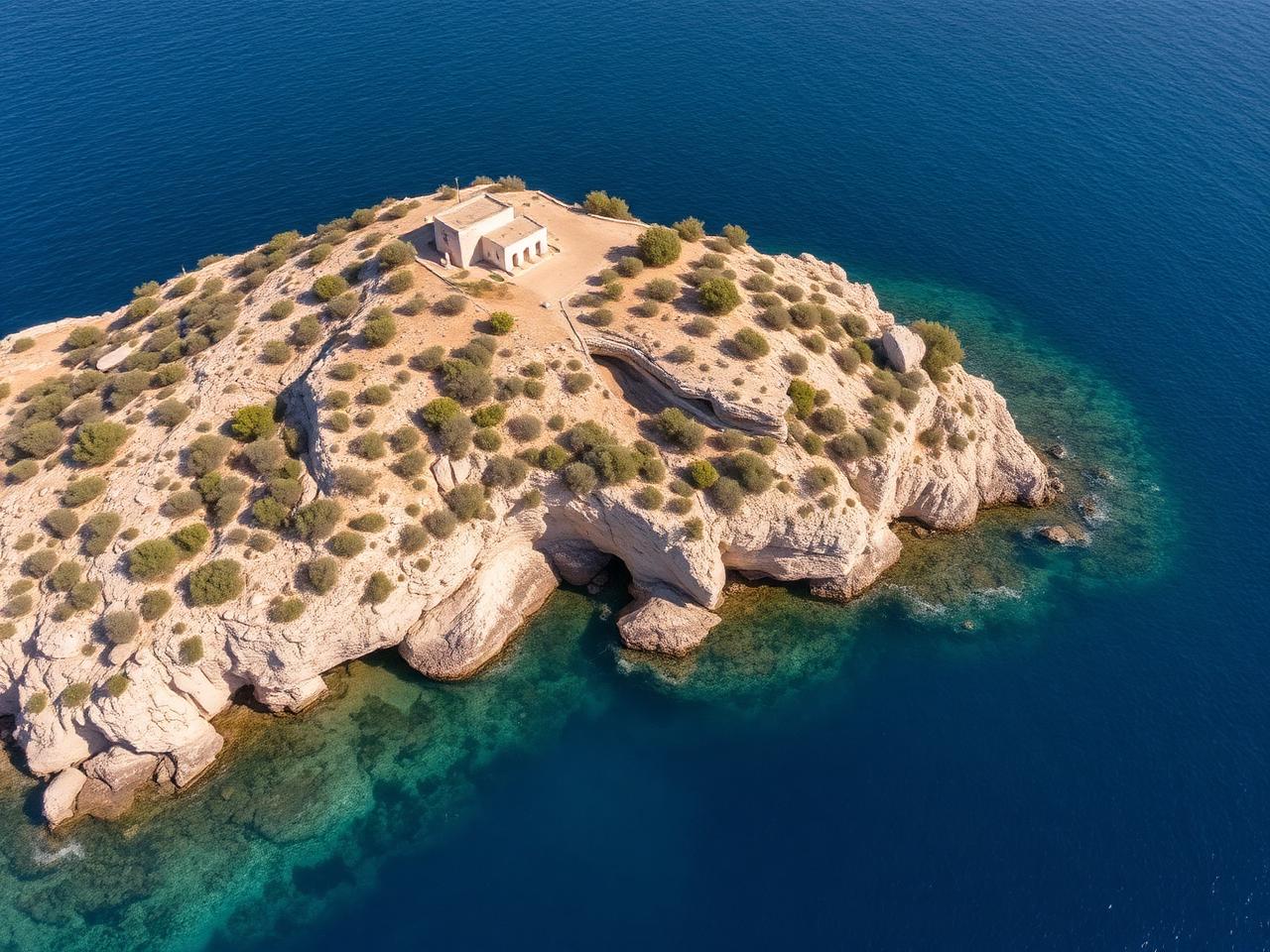 Rocky private island for sale in Greece in the deep blue Aegean Sea