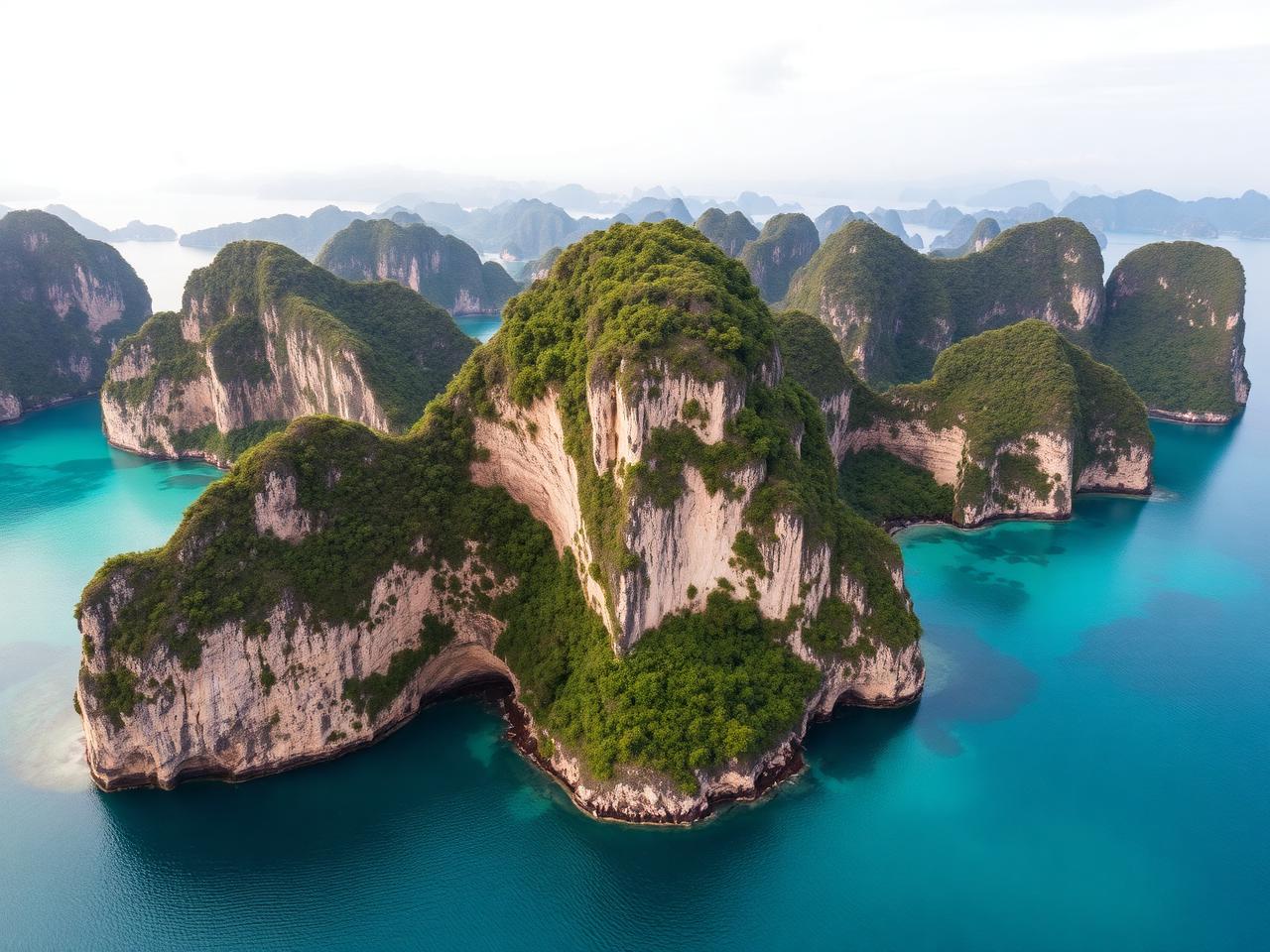 Limestone private island for sale in the Philippines with emerald water